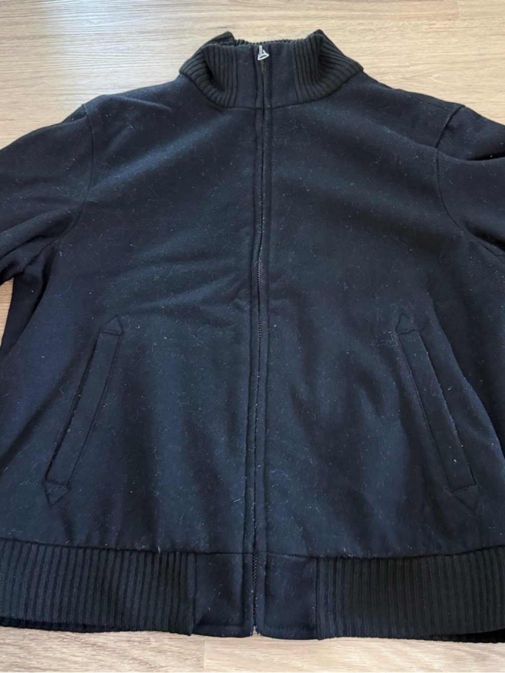 GAP Black Full-Zip Rib Winter Jacket